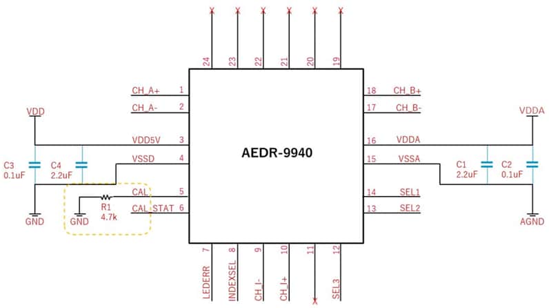 回路図 - Broadcom AEDR-9940光学エンコーダ