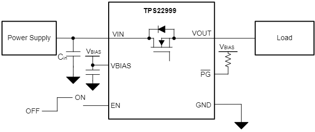 アプリケーション回路図 - Texas Instruments TPS22999オン抵抗ロード スイッチ