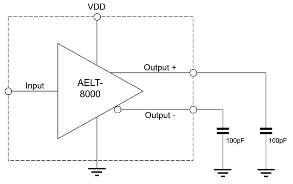 アプリケーション回路図 - Broadcom AELT-8000ラインドライバIC