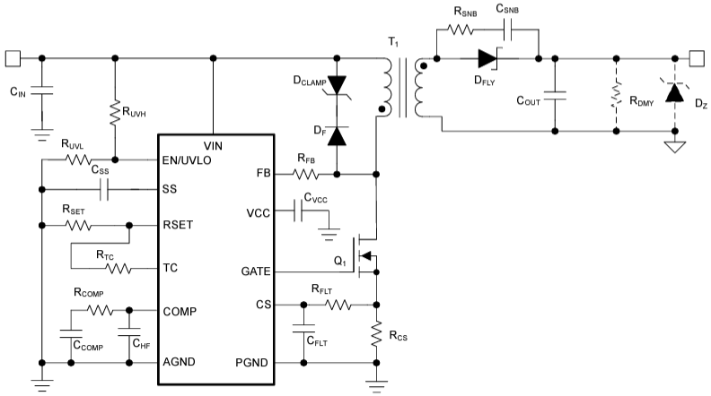 回路図 - Texas Instruments LM5185/LM5185-Q1 PSRフライバック コントローラ