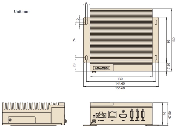 機械図面 - Advantech MIC-711 AI推論システム