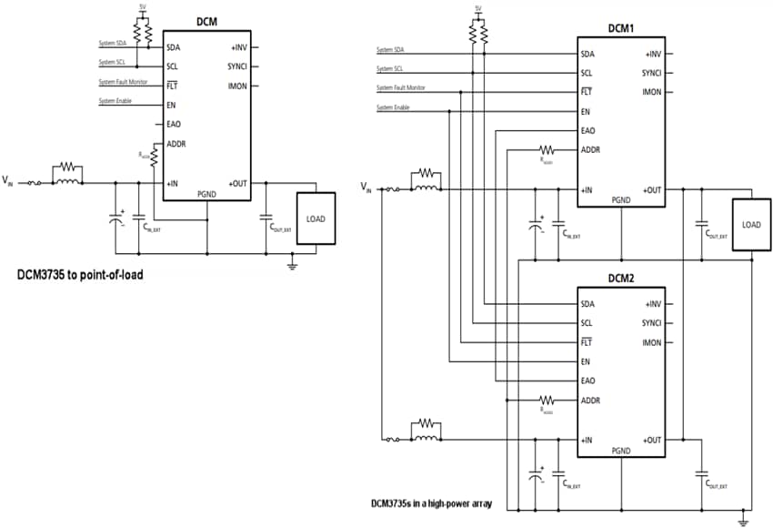 アプリケーション回路図 - Vicor DCM3735 48V～PoL DC-DCコンバータ