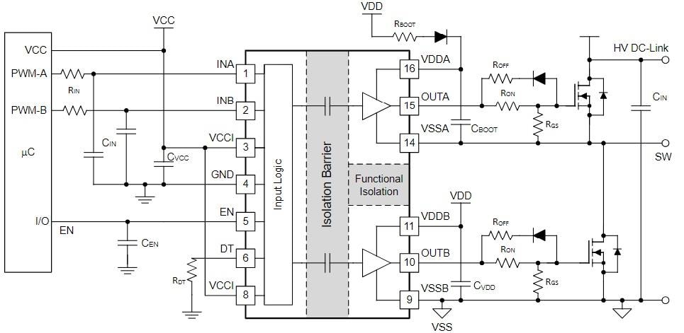 回路図 - Texas Instruments UCC21551/UCC21551-Q1絶縁ゲートドライバ