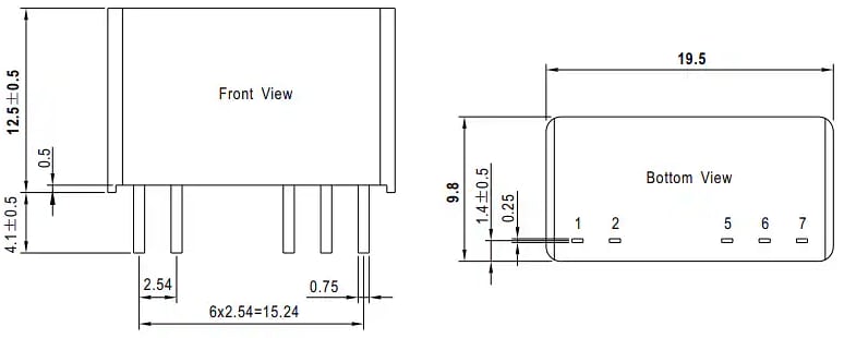 機械図面 - MEAN WELL GD2 IGBT DC/DCコンバータ