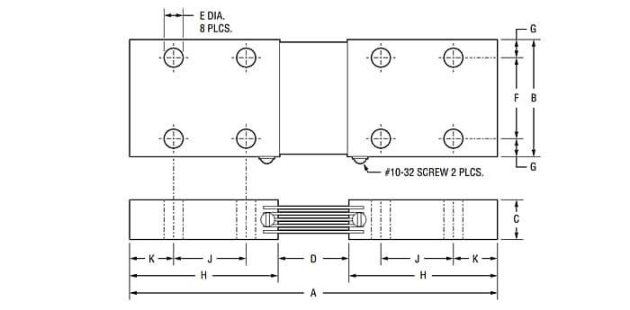 機械図面 - Bourns RSJ Riedon™DCアンメーターシャント抵抗器