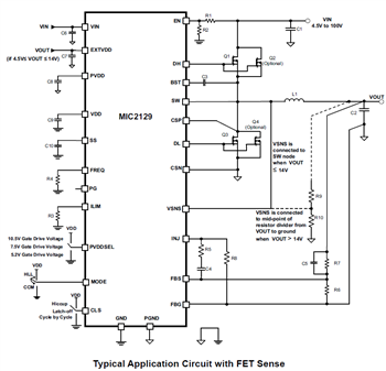 アプリケーション回路図 - Microchip Technology MIC2129 DC/DC降圧型コントローラ