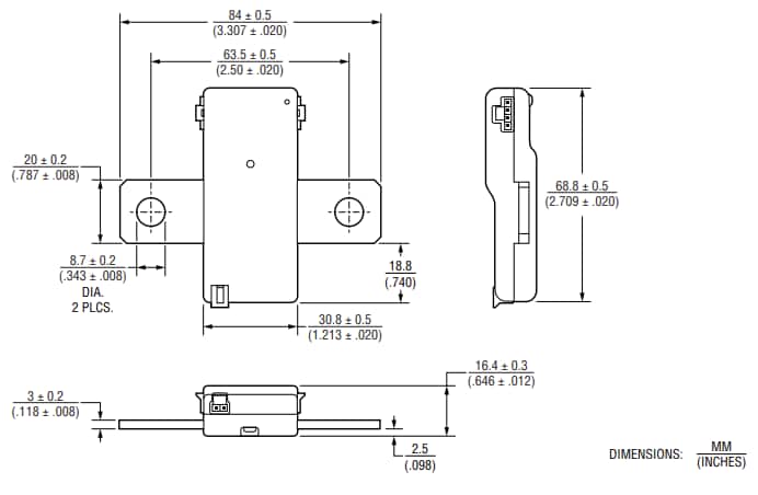 機械図面 - Bourns SSDシャント電流センサ