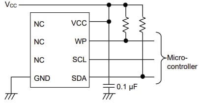 アプリケーション回路図 - ROHM Semiconductor BR24G16NUX-5TR I2CバスEEPROM