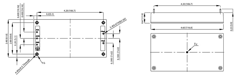 機械図面 - CUI Inc TJ-100カプセル化AC/DC電源