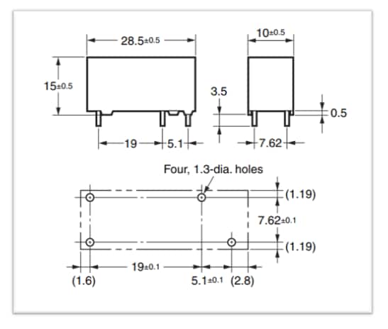 機械図面 - Omron Electronics G5NB-EL-CFスリム5A高温リレー