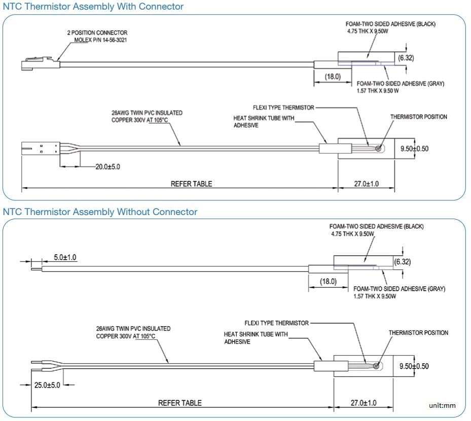機械図面 - Amphenol Advanced Sensors 表面実装フォーム（SMF）センサ