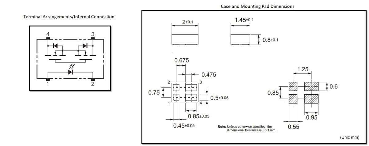 機械図面 - Omron Electronics G3VM-YR MOSFETリレー