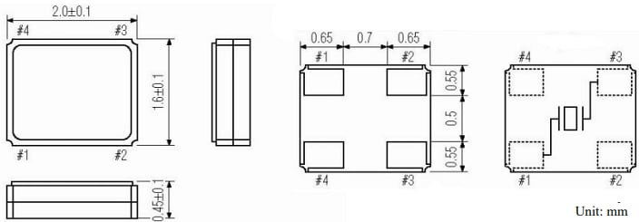 Mechanical Drawing - ECS ECS-390-CDX-2510 Quartz Crystal