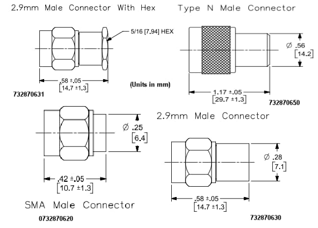 機械図面 - Molex RF同軸端子