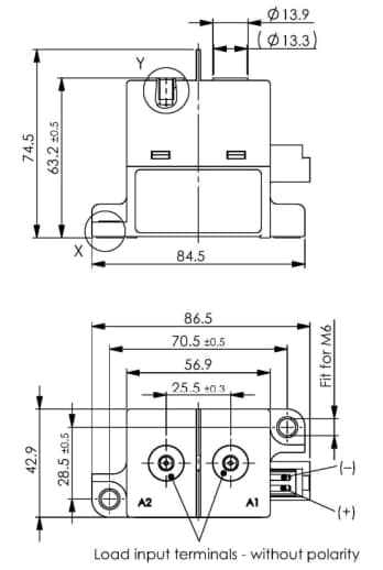 機械図面 - EPCOS / TDK HVC45 高電圧コンタクタ