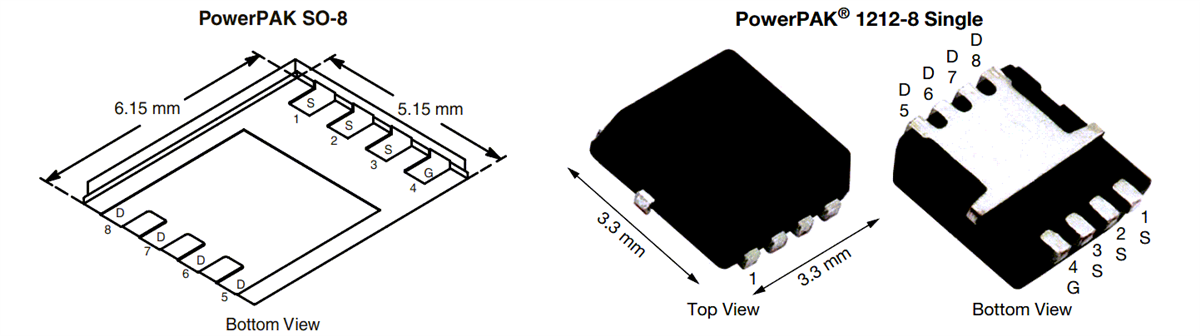 機械図面 - Vishay Semiconductors Si76シリーズMOSFET