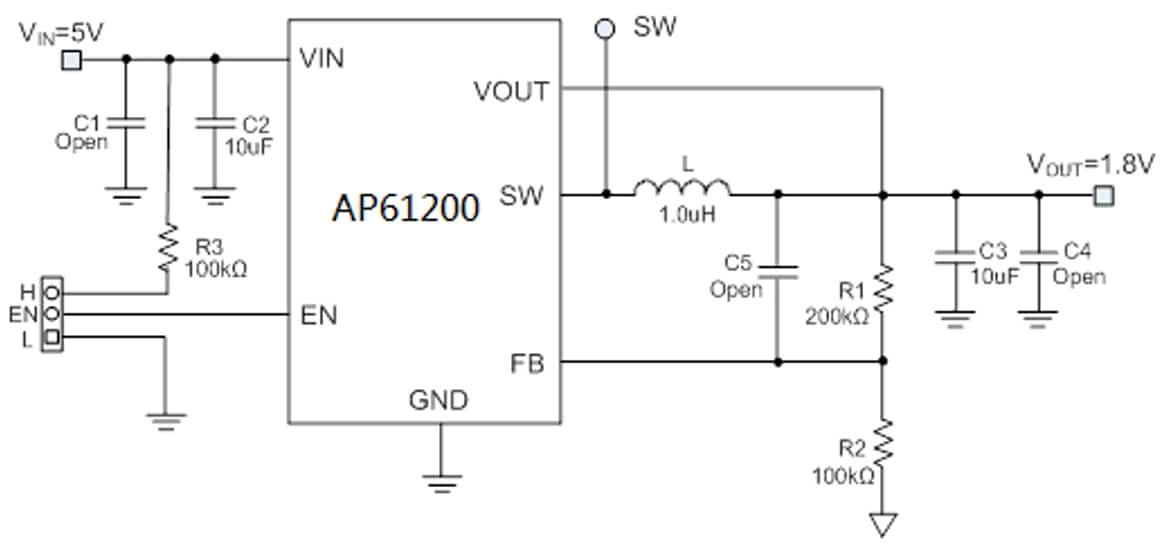 回路図 - Diodes Incorporated AP6120x評価用ボード