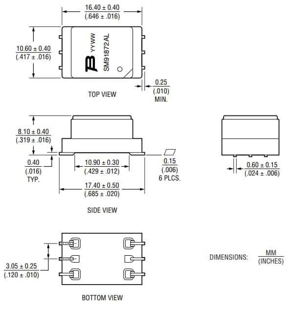 機械図面 - Bourns SM91872AL BMSトランス
