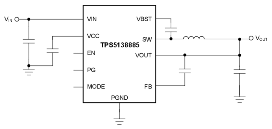 回路図 - Texas Instruments TPS513885 同期降圧コンバータ
