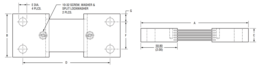 機械図面 - Bourns RSI Riedon™ DCアメーターシャント抵抗器
