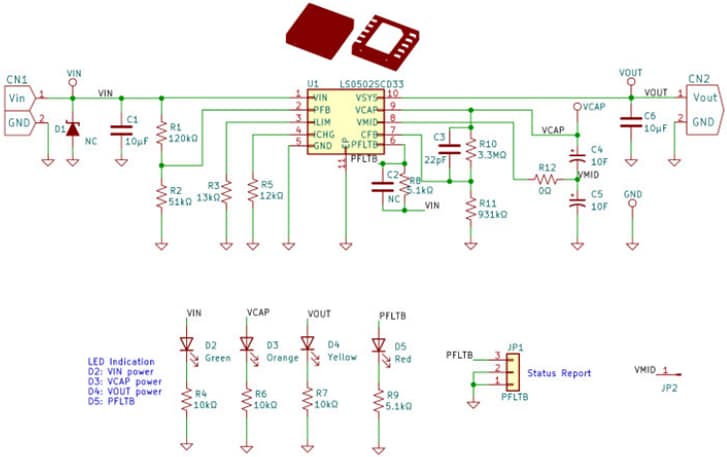 回路図 - Littelfuse LS0502SCD33評価ボード