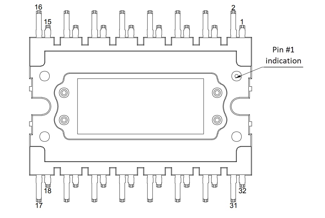 機械図面 - STMicroelectronics M2P45M12W2-1LA車載用パワーモジュール