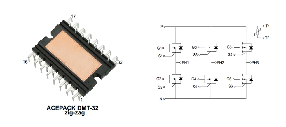 アプリケーション回路図 - STMicroelectronics M2P45M12W2-1LA車載用パワーモジュール