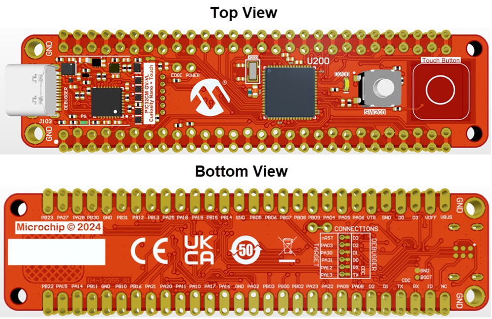 機械図面 - Microchip Technology PIC32CM GV-VL Curiosity Nano+ Touch 評価用キット