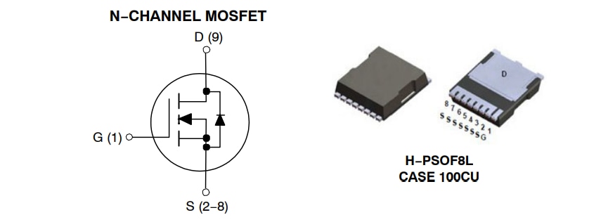 アプリケーション回路図 - onsemi NVBLS1D2N08X MOSFET