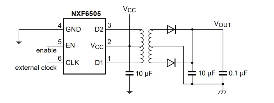 アプリケーション回路図 - Nexperia NXF6505A/B-Q100トランスドライバ