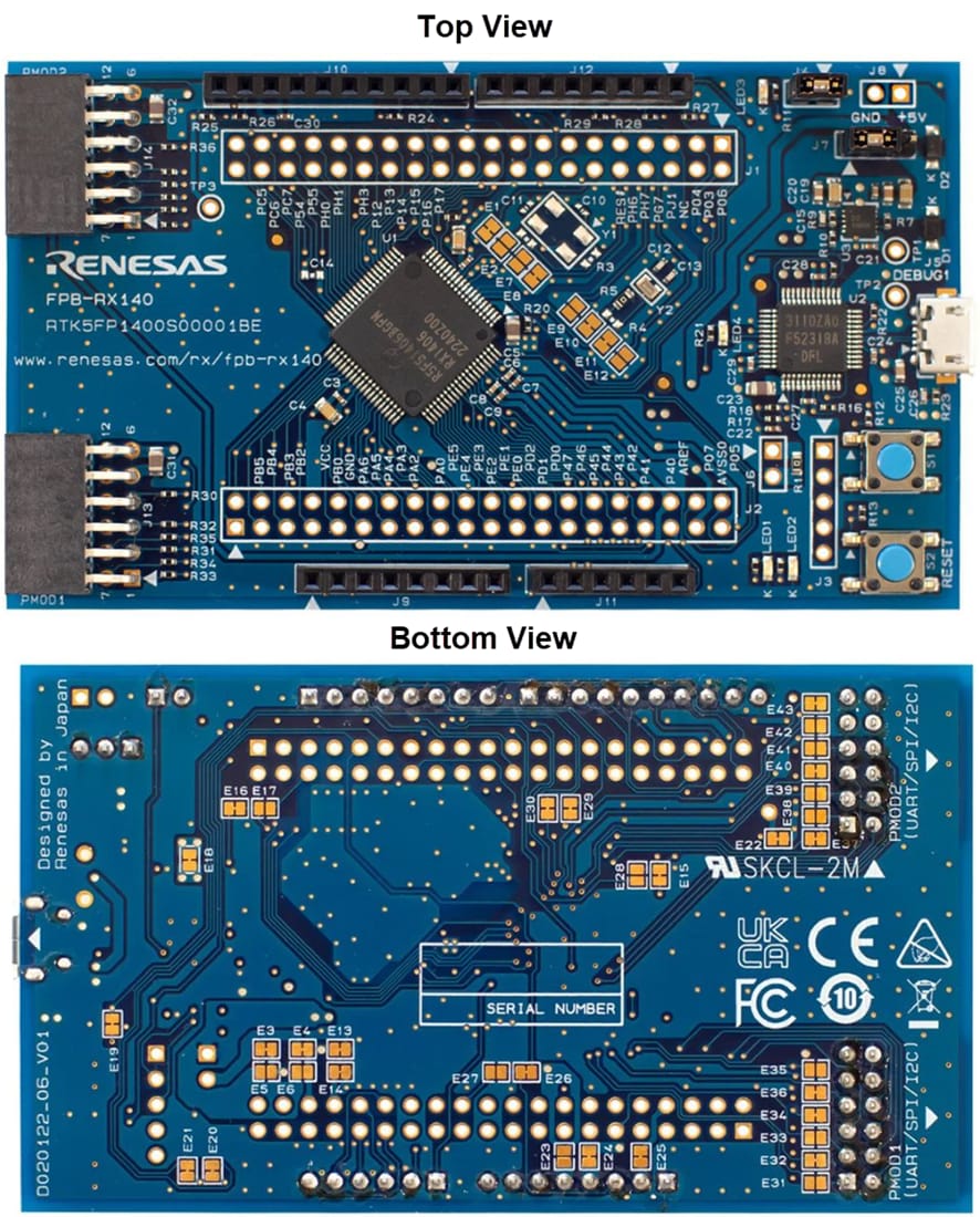 機械図面 - Renesas Electronics RTK5FP1400S00001BE高速プロトボード（RX140 MCU用）