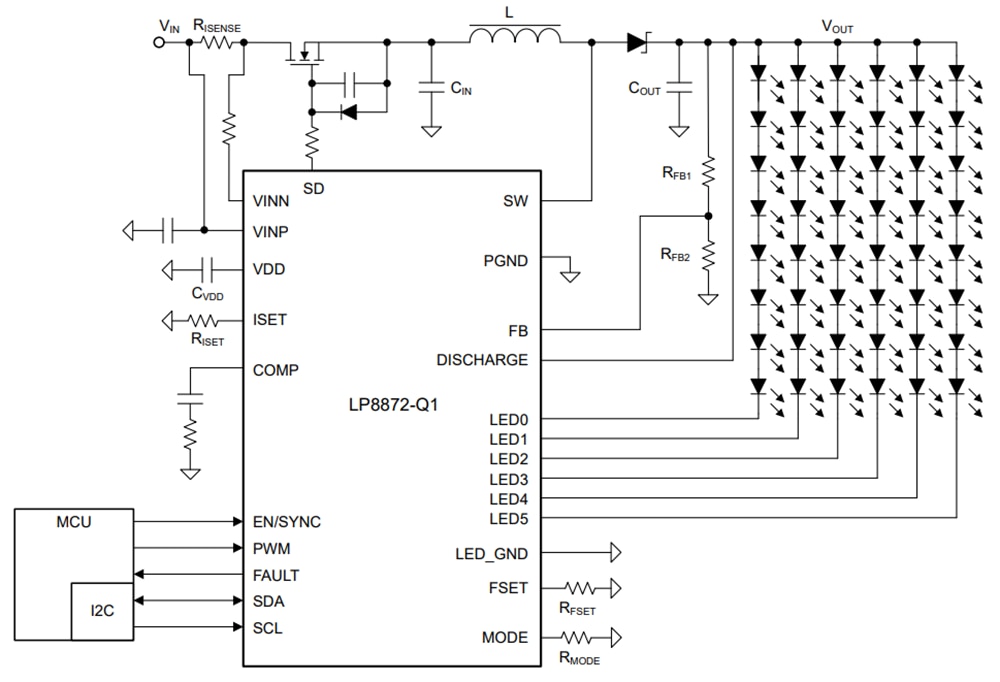回路図 - Texas Instruments LP8872-Q1 LEDバックライトドライバ