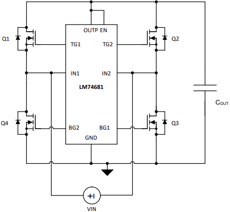 回路図 - Texas Instruments LM74681 100V理想ダイオードブリッジコントローラ