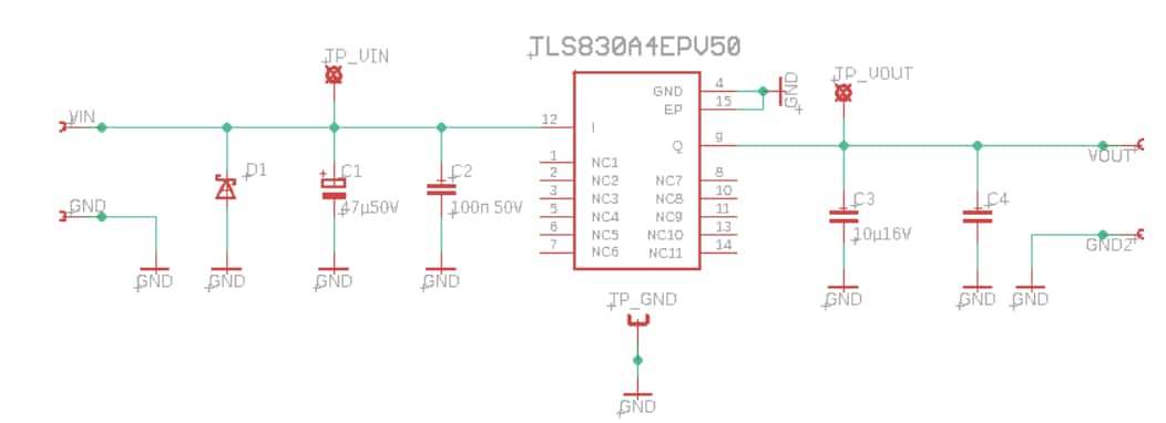 回路図 - Infineon Technologies TLS830A4EPV50デモボード