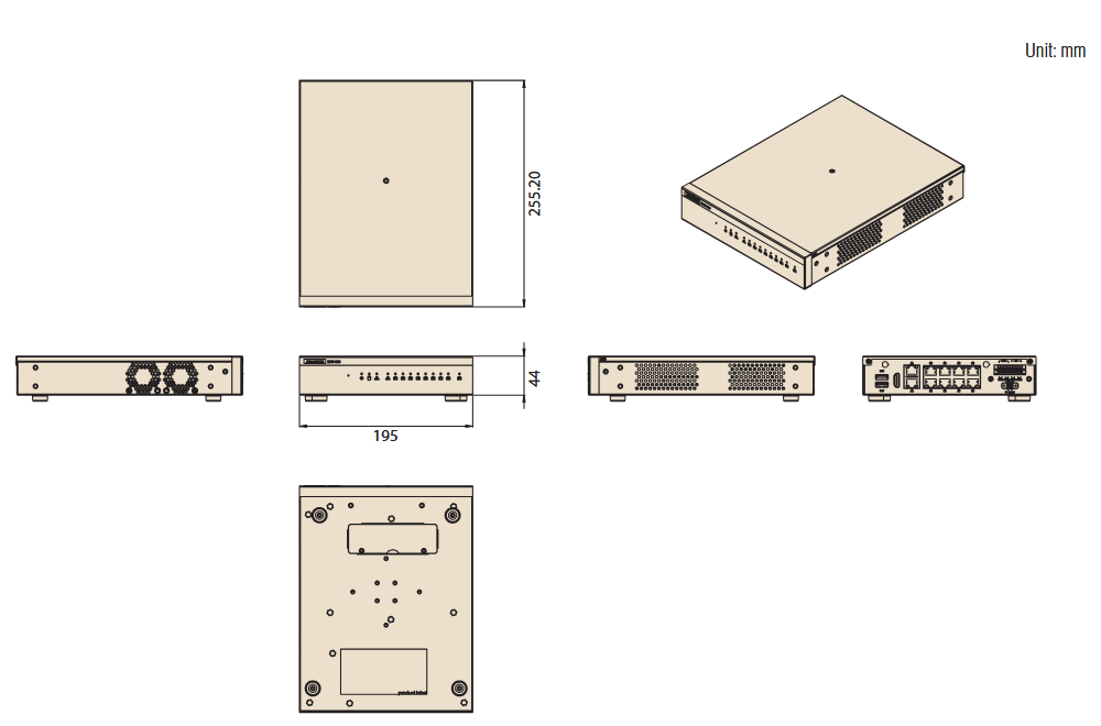 機械図面 - Advantech MIC-717-OX NVIDIA Metropolis搭載 AI NVR ソリューション