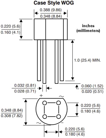 機械図面 - Vishay B125Cx単相ブリッジ整流器
