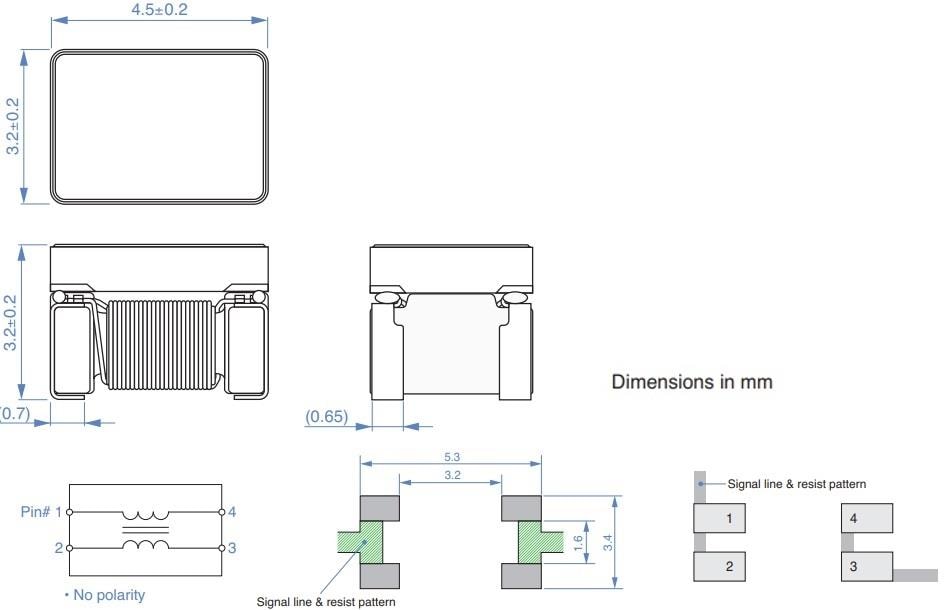 機械図面 - TDK ADL-VKデカップリングインダクタ