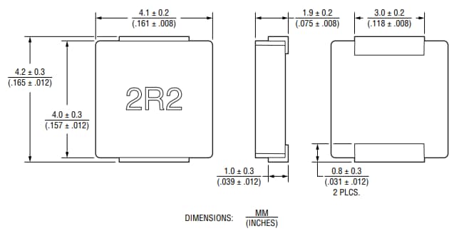 機械図面 - Bourns SRP4021HMTシールドパワーインダクタ