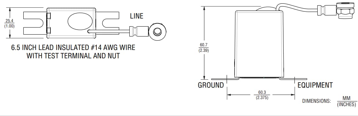 機械図面 - Bourns 1675-01レールサージプロテクタ