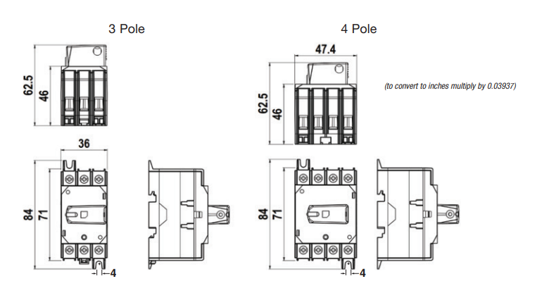 Mechanical Drawing - Altech LSF Disconnect Switches