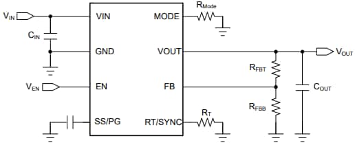 回路図 - Texas Instruments TPSM84338同期バックパワーモジュール