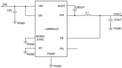 回路図 - Texas Instruments LMR60410同期降圧コンバータ 