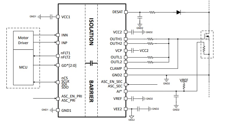 回路図 - Texas Instruments UCC5881-Q1ゲート ドライバー