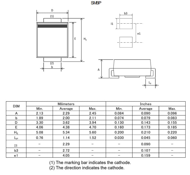 機械図面 - ROHM Semiconductor 超高速リカバリダイオード