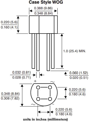 機械図面 - Vishay 2Wx単相ブリッジ整流器