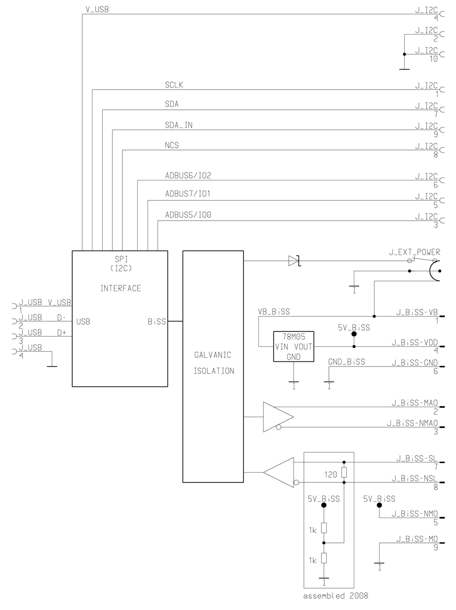 Schematic - iC-Haus MB3U-I2C BiSS(SSI) & I2C-to-PC Adapter