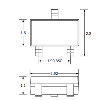 機械図面 - Semtech RClamp04022S RailClamp® 2ラインTVSダイオード