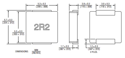 機械図面 - Bourns SRP5030HMCTシールドパワーインダクタ