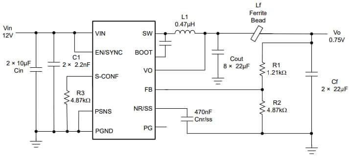 回路図 - Texas Instruments TPS6296x低ノイズ、低リップル、降圧コンバータ