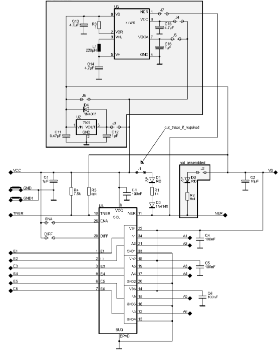 Application Circuit Diagram - iC-Haus iC-DL EVAL DL2D Evaluation Board